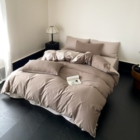 Parure de lit 50S 100% coton brossé ultra doux effet peau de pêche, épaisse et chaude, anti-boulochage pour l'hiver humide et froid