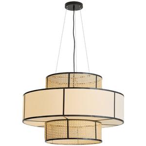 Rattan Pendant <b>Light</b> Round E27 Three Headed Chandelier LED Black For Restaurant Tea Room <b>Dining</b> Space - Product Image 5