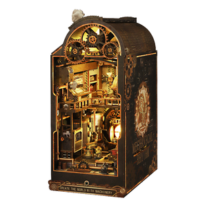 3d Enigma De Madeira Bookend Diy Livro Nook Kit Decoração De Casa Dollhouse Decoração De Casa Livro Nook