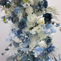 Ensemble d'arches de fleurs artificielles en soie bleues et blanches, centre de table de mariage, toile de fond de cérémonie, décoration de réception de banquet