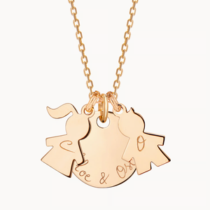 Collana Familiare Personalizzata in Acciaio Inossidabile Placcato Oro con Ciondoli a Cuore, Bambina, Bambino, Neonato, Disco, Nome Bambini, Gioielli Impermeabili - Product Image 2