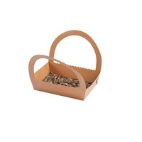 Boîtes à emporter en papier kraft avec poignées, étanches, résistantes à l'huile, jetables, pour barbecue, gâteaux, pain, sandwichs, poulet frit, frites