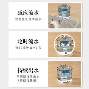 Fontaine à eau pour animaux de compagnie Furbo 800G, alimentée par batterie, circulation automatique pour chiens et chats, version rechargeable, boîtier en plastique - Product Image 3