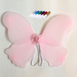 17 इंच DIY ग्लिटर फेयरी विंग्स प्रिंसेस बटरफ्लाई कॉस्टयूम विंग्स 6 ग्लिटर पेन के साथ अपना खुद का फेयरी विंग डिजाइन करें - Product Image 2