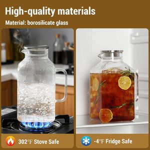 <span class=keywords><strong>Carafe</strong></span> <span class=keywords><strong>en</strong></span> <span class=keywords><strong>verre</strong></span> borosilicate côtelé extra large pour boissons chaudes et froides, pichet carré <span class=keywords><strong>en</strong></span> <span class=keywords><strong>verre</strong></span> épaissi <span class=keywords><strong>avec</strong></span> <span class=keywords><strong>couvercle</strong></span> et poignée - Product Image 3