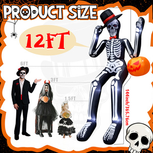 Scheletro Gonfiabile Gigante <span class=keywords><strong>di</strong></span> <span class=keywords><strong>Halloween</strong></span> con Luci LED, Decorazione per Esterni, Enorme Prop Spaventoso <span class=keywords><strong>da</strong></span> Giardino - Product Image 3