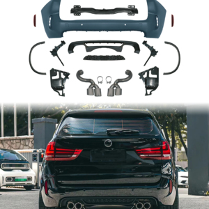 Vendita calda Kit carrozzeria per BMW <span class=keywords><strong>X5</strong></span> <span class=keywords><strong>F15</strong></span> aggiornamento 2014 2018 X5M stile paraurti posteriore assemblaggio minigonne laterali con farfallino nuovo design - Product Image 1