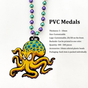 Medallas Deportivas Personalizadas de Silicona con Diseño de Animales de Dibujos Animados en 3D, Medallas de Silicona PVC Personalizadas con Cuentas de Plástico de Colores - Product Image 2