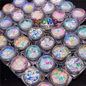 Multichrome cermin ajaib bubuk metalik Foil serpihan Glitter bunglon serpihan krom Aurora kuku Confetti bubuk opal foil