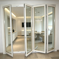 Porte pliante en aluminium, cadre en alliage d'aluminium, portes pliantes sur mesure, porte coulissante en verre pour patio extérieur, porte pliante en aluminium