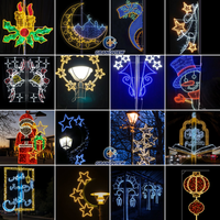 Décorations commerciales, motif de rue LED, éclairage de poteau en forme d'étoile, éclairage de poteau de Noël, éclairage extérieur pour projet d'éclairage paysager municipal