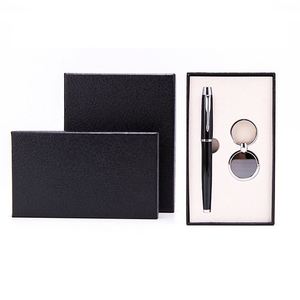 Juego de Regalo Ejecutivo de 2 Piezas: Llavero de Cuero y Bolígrafo Metálico de Lujo 2 en 1 en Caja de Regalo con Logotipo - Product Image 6