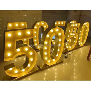 Factory supplier waterproof Illuminated Sign Birthday Events Number Illuminated LED Bulb Marquee Letters