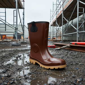 Bottes de sécurité Ttake en PVC marron, modèle Tronchetto 46, semelle en crêpe - Product Image 3