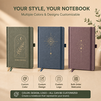 Organiseur/Agenda A5 personnalisable en PU rigide avec détails dorés, 100 feuilles, impression UV, 180 pages à ouverture plate, marque-pages en ruban
