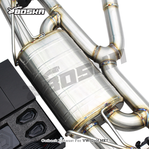 Échappement sur mesure à fixation par boulons pour VW GOLF 7/7.5 MK7/MK7.5 1.4T 2014-2020 Boska, avec silencieux intermédiaire résonné en acier inoxydable et silencieux arrière (Catback) - Product Image 5