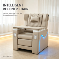 Fauteuil de massage électrique intelligent moderne, fauteuil de salon de beauté de luxe, canapé de pédicure, table latérale pliable, fauteuil de spa relaxant en cuir souple