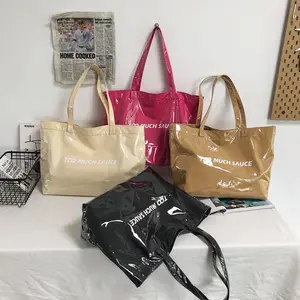 New Style Clear Hologram PVC Bag With Logo Red Tote Bag Large Clear Plastic Bags
