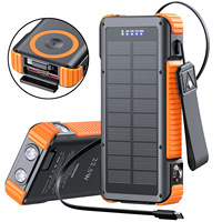 Sac de charge magnétique solaire de grande capacité 10000 mAh avec câble d'extension intégré, lampe de poche et boussole