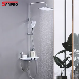 SANIPRO Modern Sanitary Wares Luxury European Brass Chrome Bathroom 4 Function Hot and Cold System Shower Set