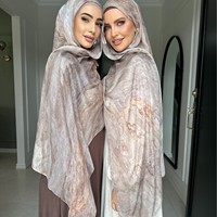 وشاح رايون طويل رقمي للمسلمات، حجاب عربي شرق أوسطي ناعم وخفيف الوزن ومسامي، عصري للاستخدام اليومي لجميع المواسم بنمط رخامي