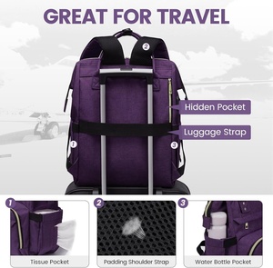 <span class=keywords><strong>Zaino</strong></span> da 15.6 pollici professionale impermeabile per Laptop da <span class=keywords><strong>donna</strong></span> con chiusura a cerniera porta USB viola scuro-per infermieri e insegnanti - Product Image 5