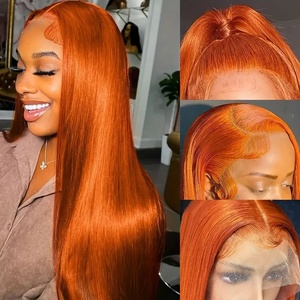 Perruque en cheveux humains couleur gingembre 13x4, perruque frontale en dentelle transparente HD, pré-plumée, couleur gingembre-<span class=keywords><strong>orange</strong></span>, densité 350 - Product Image 2