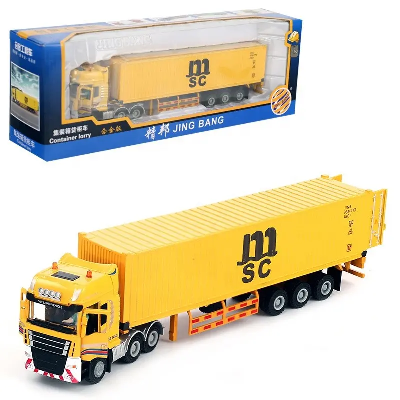 Diecast Toy Vehicles 1:50 Container Truck Model Of Alloy Trailer For Semi-trailer Container Truck For Boy Toy Modelo Collection