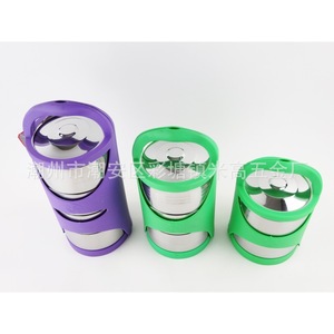 Stainless Steel Bento <b>Box</b> Double Layer <b>Insulated</b> <b>Lunch</b> <b>Box</b> With Lid Round Shape Solid Color Food Container - Product Image 2