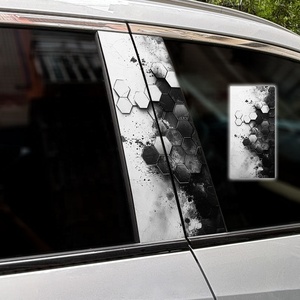 Offre Spéciale 2 pièces nid d'abeille voiture fenêtre autocollants décalcomanies côté B pilier voiture autocollants vinyle voitures nid d'abeille décalcomanie garniture Wrap <span class=keywords><strong>Auto</strong></span> - Product Image 2