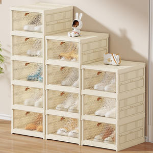 Многоярусная складная пластиковая прозрачная обувница RTY30 с возможностью установки без крепления, для гостиной и ванной комнаты - Product Image 1