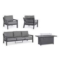 Ensemble de salon de jardin en métal imperméable pour patio, avec table de foyer, ensemble de sièges pour cour