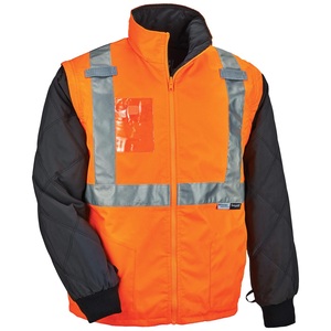 Chaqueta DE SEGURIDAD naranja térmica 5 en 1 de alta visibilidad personalizada al por mayor Material de poliéster reflectante mejorado para trabajadores al aire libre mejorado - Product Image 4