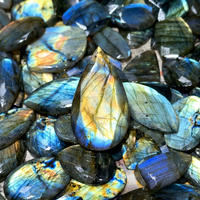 Nouveauté 2026 : Pierre précieuse naturelle Labradorite taillée en facettes Radha Arts, provenant du Rajasthan, 25-40mm, vente en gros