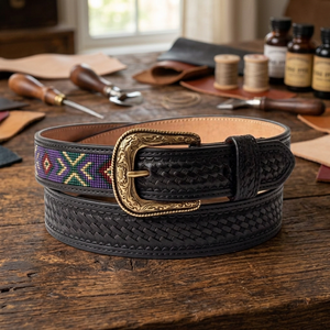 Ceinture décontractée légère et durable en cuir de vache véritable BS International NAGFT670, écologique, imperméable, imprimée par transfert thermique - Product Image 1