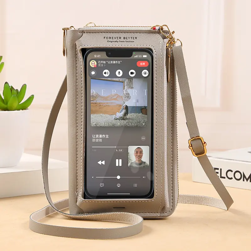 नया फैशन पीयू लेदर पीवीसी स्क्रीन वाटरप्रूफ महिला सेल फोन बैग छोटा शोल्डर क्रॉसबॉडी ट्रैवल चेंज पर्स