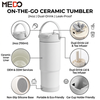 Thermos isotherme en acier inoxydable de 24 oz avec logo personnalisé, intérieur en céramique, avec filtre à thé amovible, sans BPA, pour les voyages en plein air