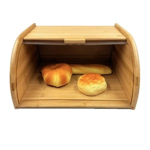 Caja de almacenamiento de pan de bambú de una sola capa con tapa para uso en panadería y cocina - Product Image 1
