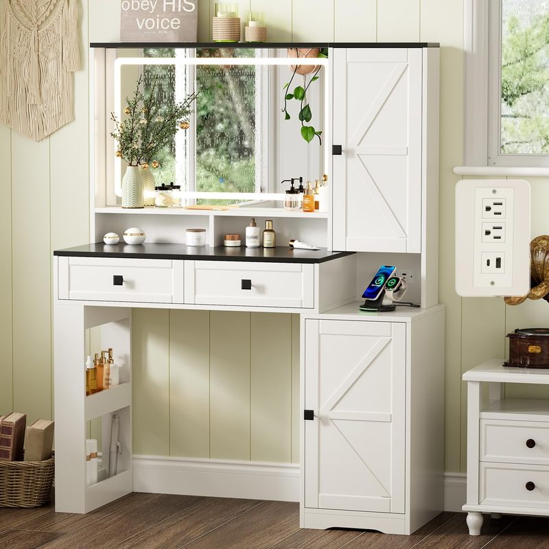 Modern Glass Top Makeup Vanity Set