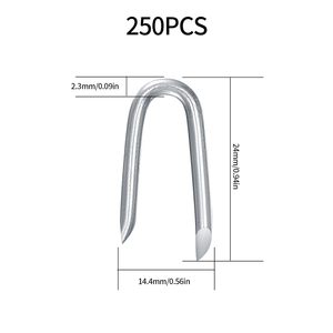 Agrafes en fil d'acier Wugongshan en forme de U, galvanisées, 24x14.4x2.3 mm, robustes, pour usage extérieur - Product Image 2