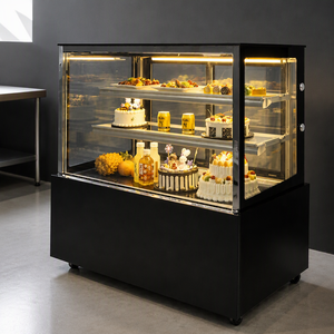 Vitrina Refrigerada Comercial para Pastelería, Exhibidor de Pasteles con Vidrio Curvo, <span class=keywords><strong>2</strong></span> Puertas, 3 Estantes, Congelador Bajo Mostrador - Product Image 3