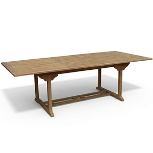 Mesa de Comedor Rectangular Extensible de Teca Sólida, Estilo Moderno, Resistente, No Impermeable, para Jardín, Playa, Cocina, Hotel - Product Image 1