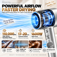 Sèche-cheveux intelligent MRY AI 110000RPM à grande vitesse, sans balais, avec capteur TOF, 600M d'ions négatifs, séchage rapide