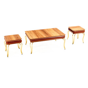 Ensemble de tables basses modernes avec plateau en faux marbre et pieds en métal doré, meubles de salon - Product Image 3