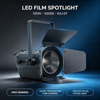 Projecteur LED Fresnel professionnel 100W zoomable, Ra97, CRI élevé, 5600K, blanc lumière du jour, portable, en alliage d'aluminium, DMX, dimmable