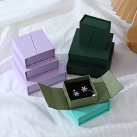 Boîte à bijoux de luxe personnalisée avec logo, en carton, à double porte magnétique, pour colliers, boucles d'oreilles et bagues