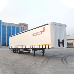 China Supply 3 Axles Curtain Side Food Semi Trailers Van Box Cargo Trailer Truck For Sale