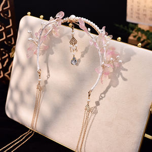 هانفو غطاء الرأس مع شرابة خطوة تاج خرافية إكسسوارات الشعر العتيقة دبوس الشعر كسول تاج الشعر المجوهرات هالة عذراء لحفل الزفاف - Product Image 4