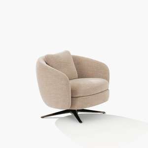 Ghế ngồi phòng khách phong cách tối giản Ý, chất liệu vải nâu, ghế nghỉ sang trọng với chân kim loại, nội thất phòng khách cho biệt thự - Product Image 3