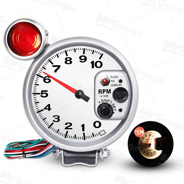 MrGauge Customized Factory Direct 5 Inch 127mm 0-10*1000RPM Silver Black Face With Light LED Digital Tachometer for Auto Meter